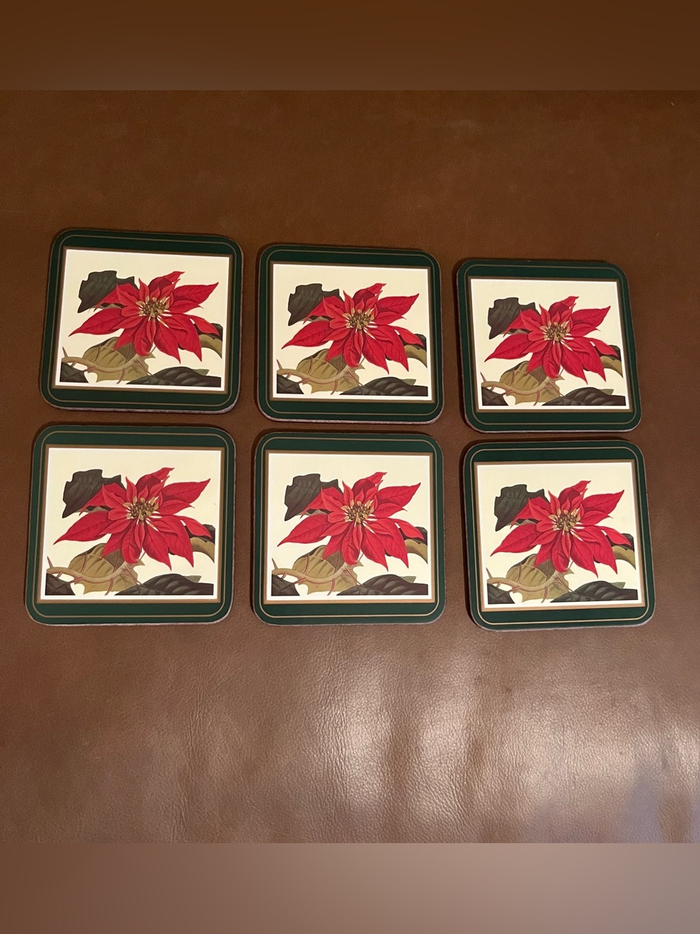 Pimpernel De Luxe Poinsettia Holiday Coasters - Set of 6